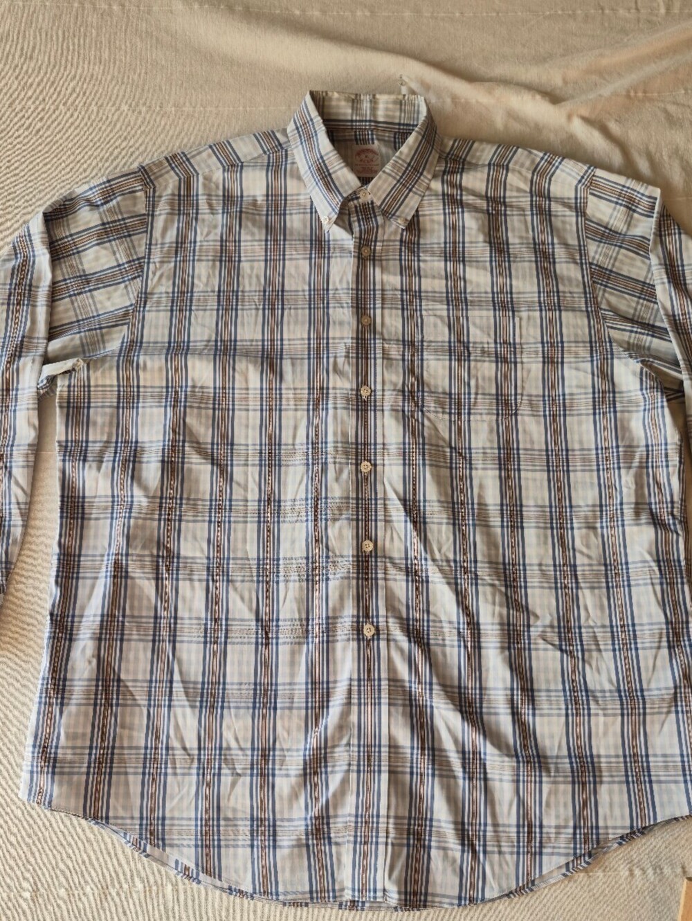 Brooks Brothers Men's XL Regular Fit Non-Iron Plaid Long Sleeve Shirt